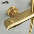 Handheld Round Brass Washroom Shower Head Set